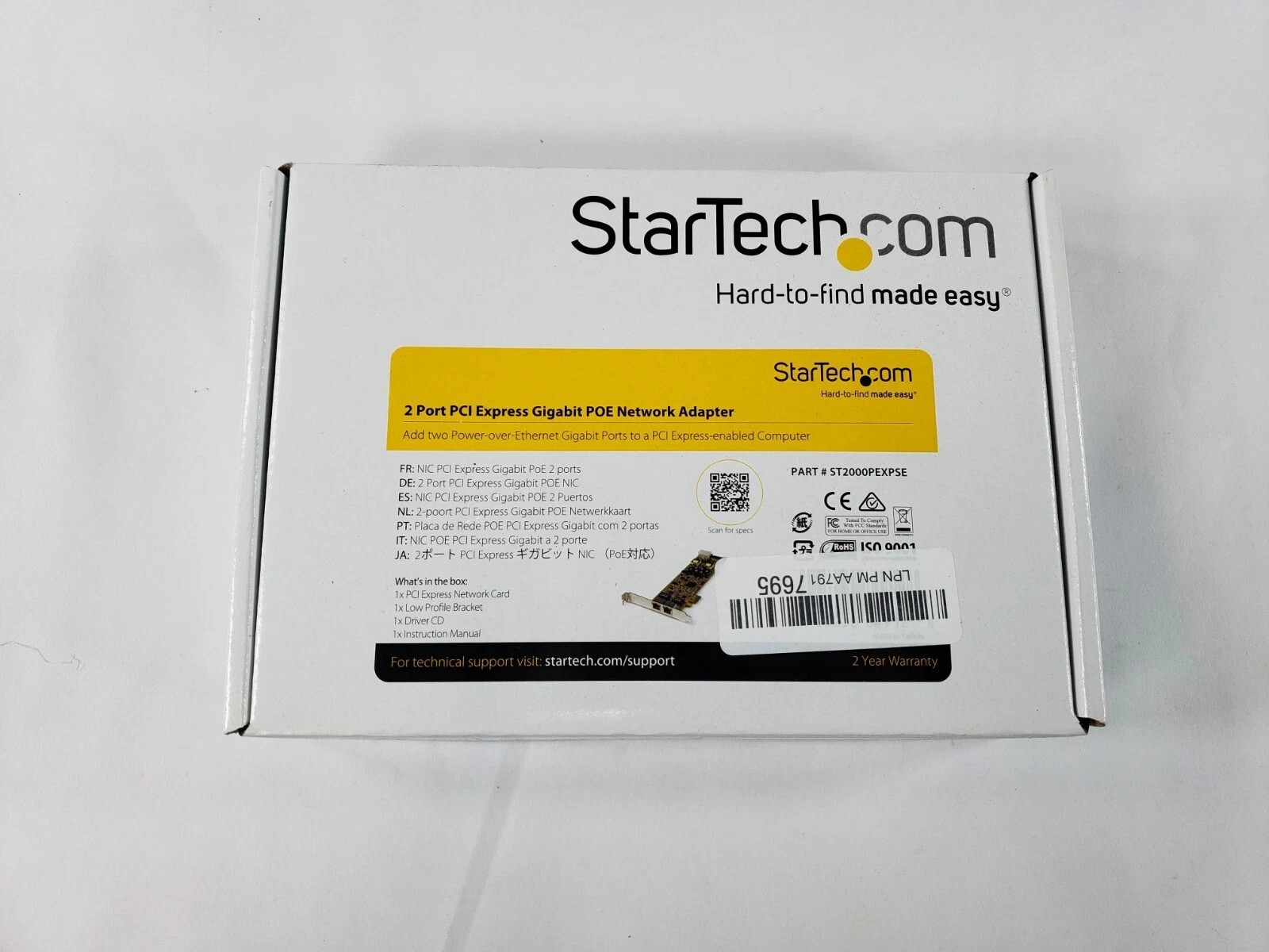 Startech.Com St2000Pexpse 2Port Pci Express Gb Server Network Adapter Pcie Poe