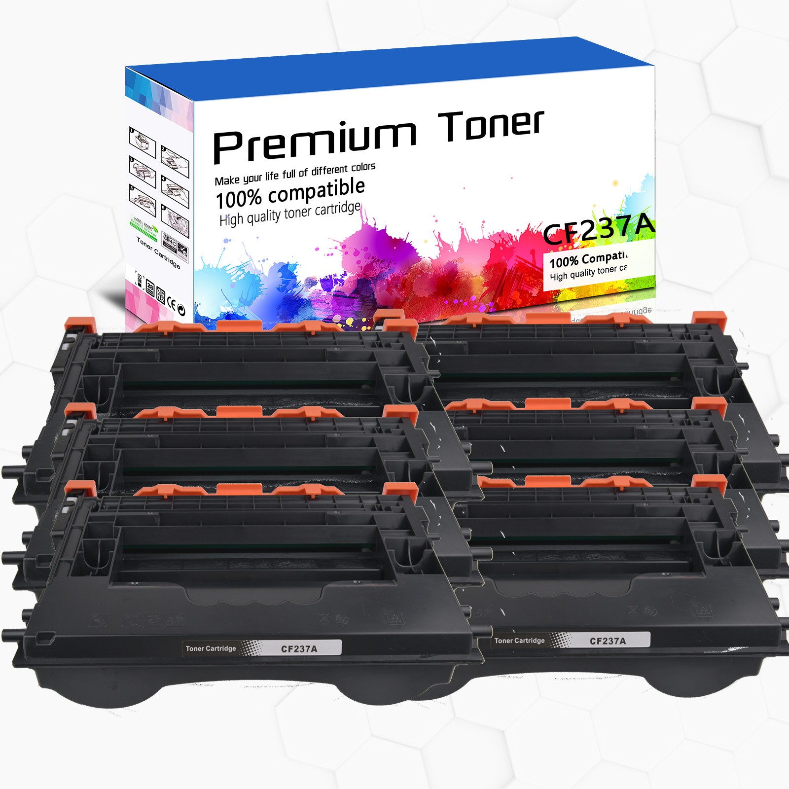 6PK Hi-Yield 37X,CF237X Toner For HP Enterprise M607dn/607n/608n/608x/608dn/609x