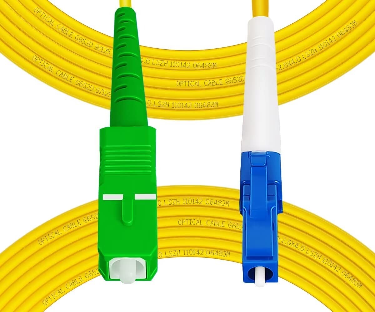 15m 50ft LC/UPC to SC/APC Fiber Patch Cable OS2 Single Mode Simplex 9/125m
