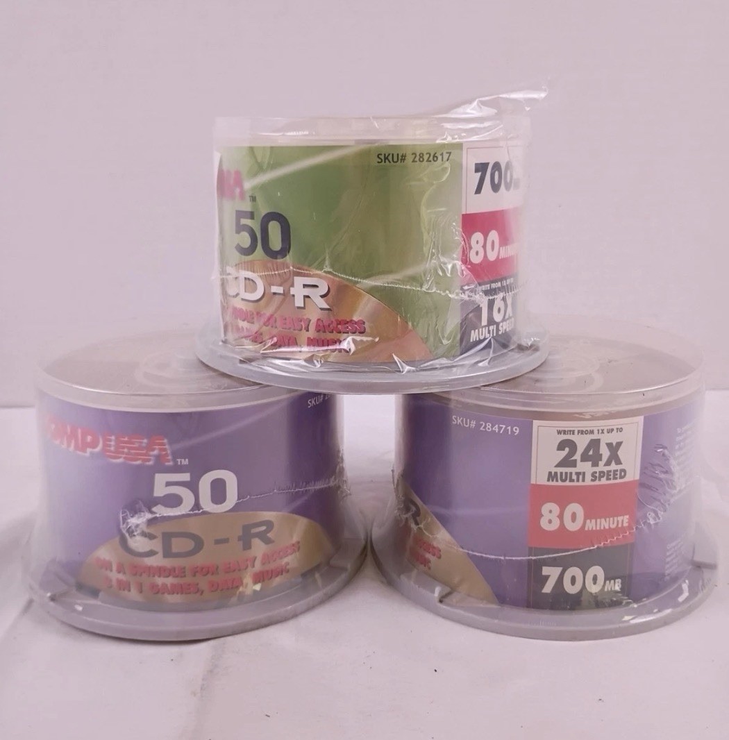 COMP USA CD-R Recordable Compact Discs 24x 80 Min 700MB 3 50 Packs New & Sealed