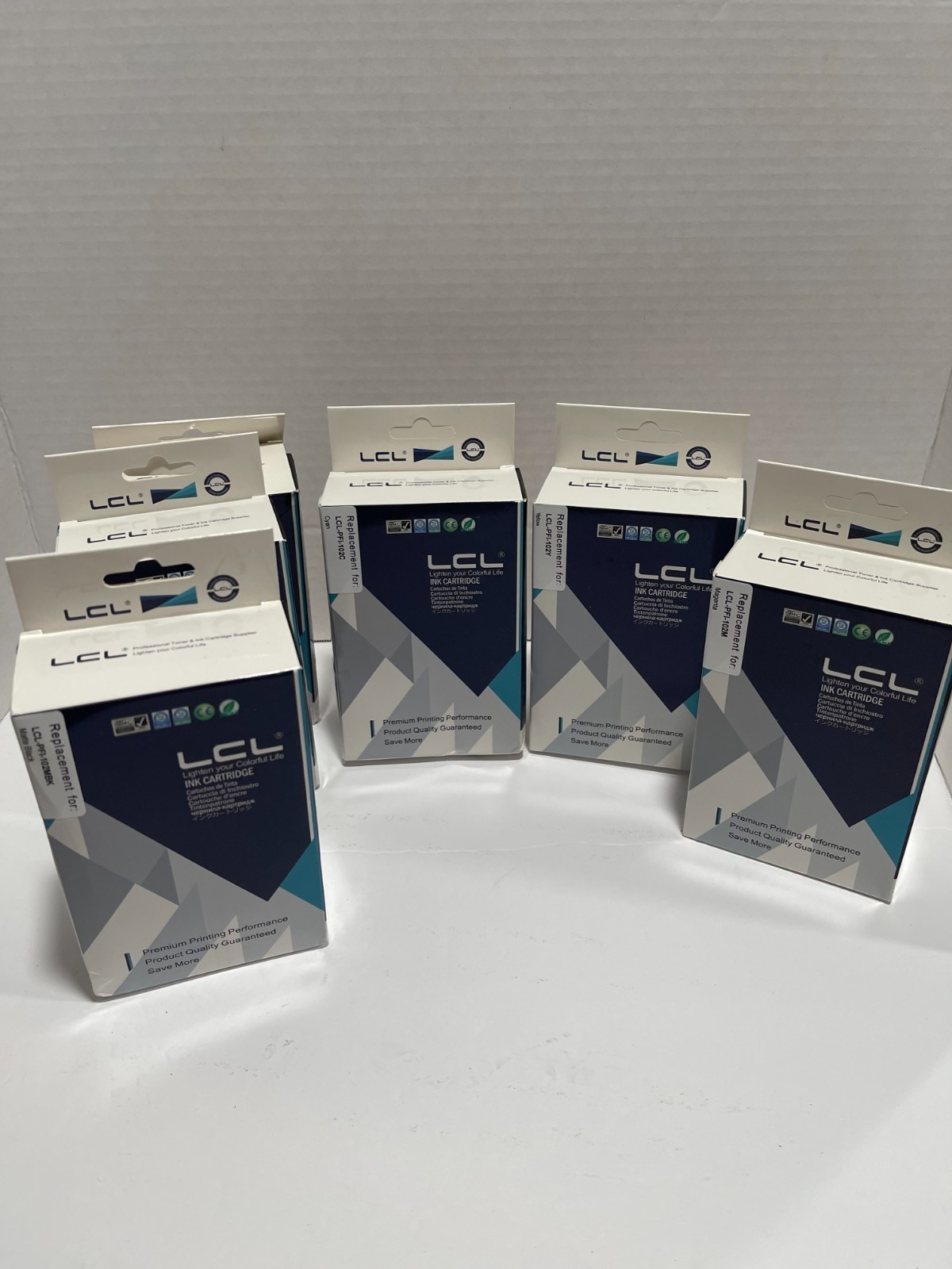6 LCL Prem Ink CTGs: 1(Blk) 2(Matte Blk) 1(Cyan) 1(Yllw) 1(MGT) LCL-PFI-102BK