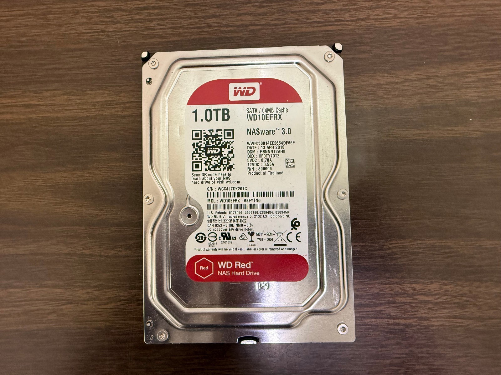 Western Digital WD Red WD10EFRX 1TB SATA 3.5"  Refurbished LOW USAGE