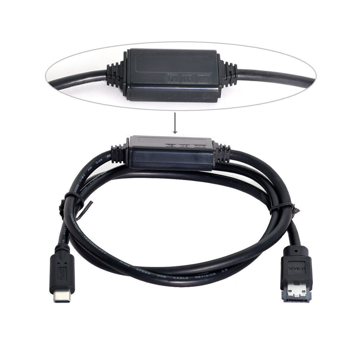 Power Over eSATA DC5V Adapter USB3.0 to HDD/SSD/ODD eSATAp Converter to Type-C