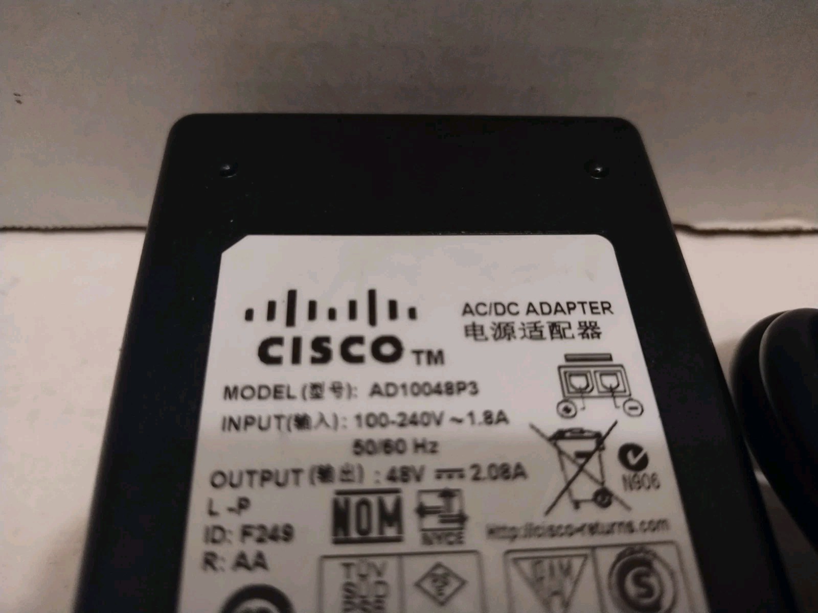 Cisco AD10048P3 48V AC Power Adapter - Black OEM