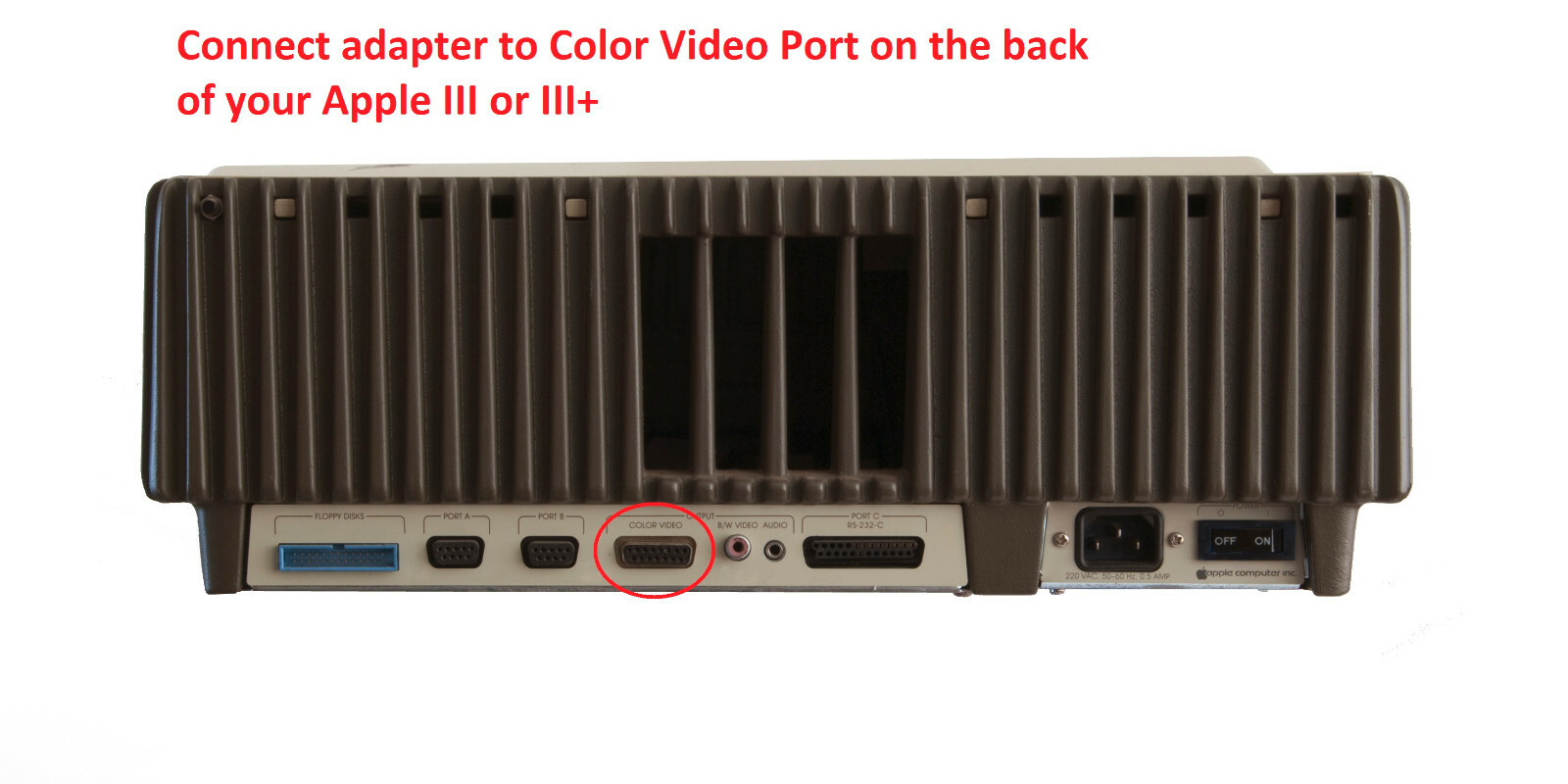 Apple III /// 3 Color Composite Video adapter RGB out connector modern Displays