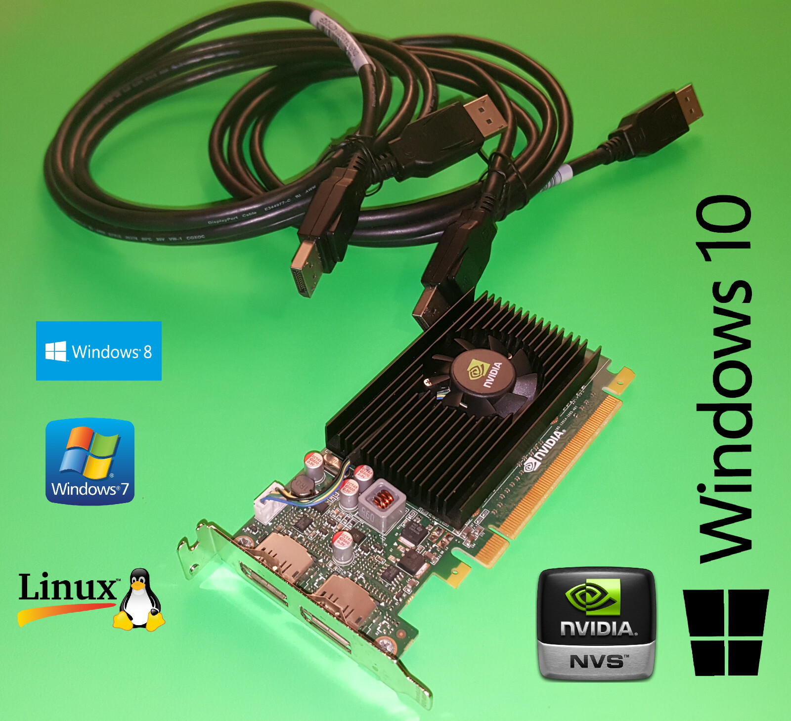 Dell Optiplex GX280 GX620 745 755 SFF Dual Video Card + 2x 6' Displayport Cables