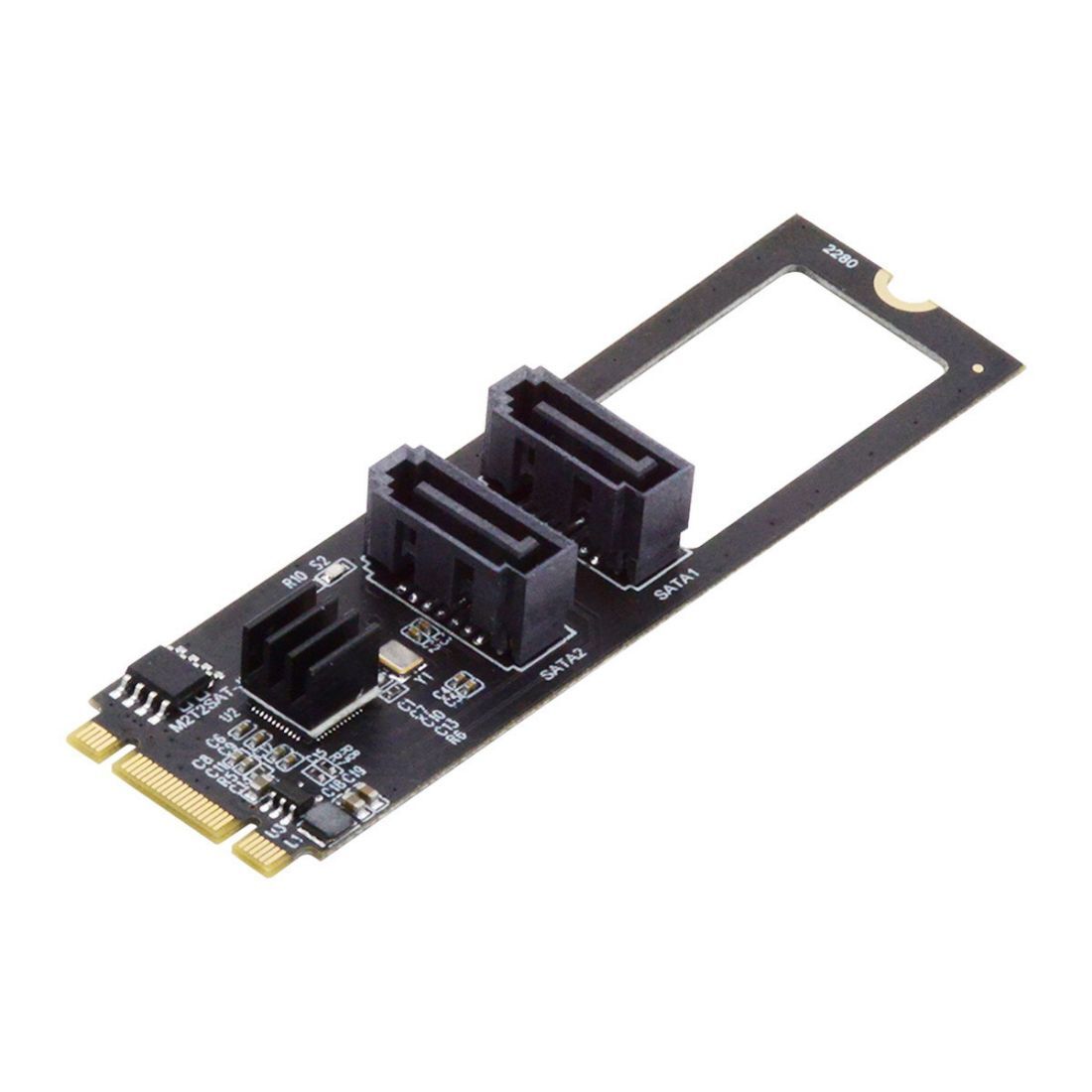 Cablecy NGFF Key B+M PCIe to SATA 3.0 6Gbps Dual Ports Adapter Card JMB582 2280