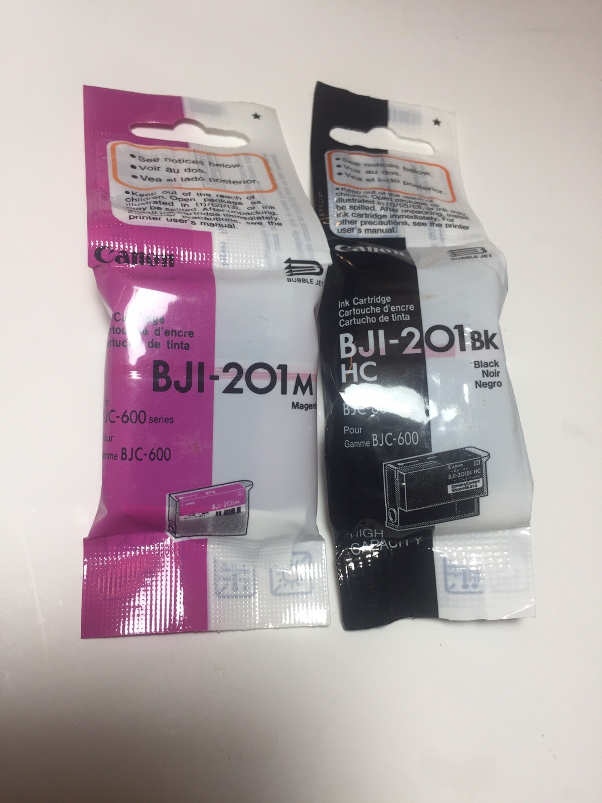 CANON BJI-201BK HC Black Ink & BJI-201M Magenta Ink Cartridges New Genuine
