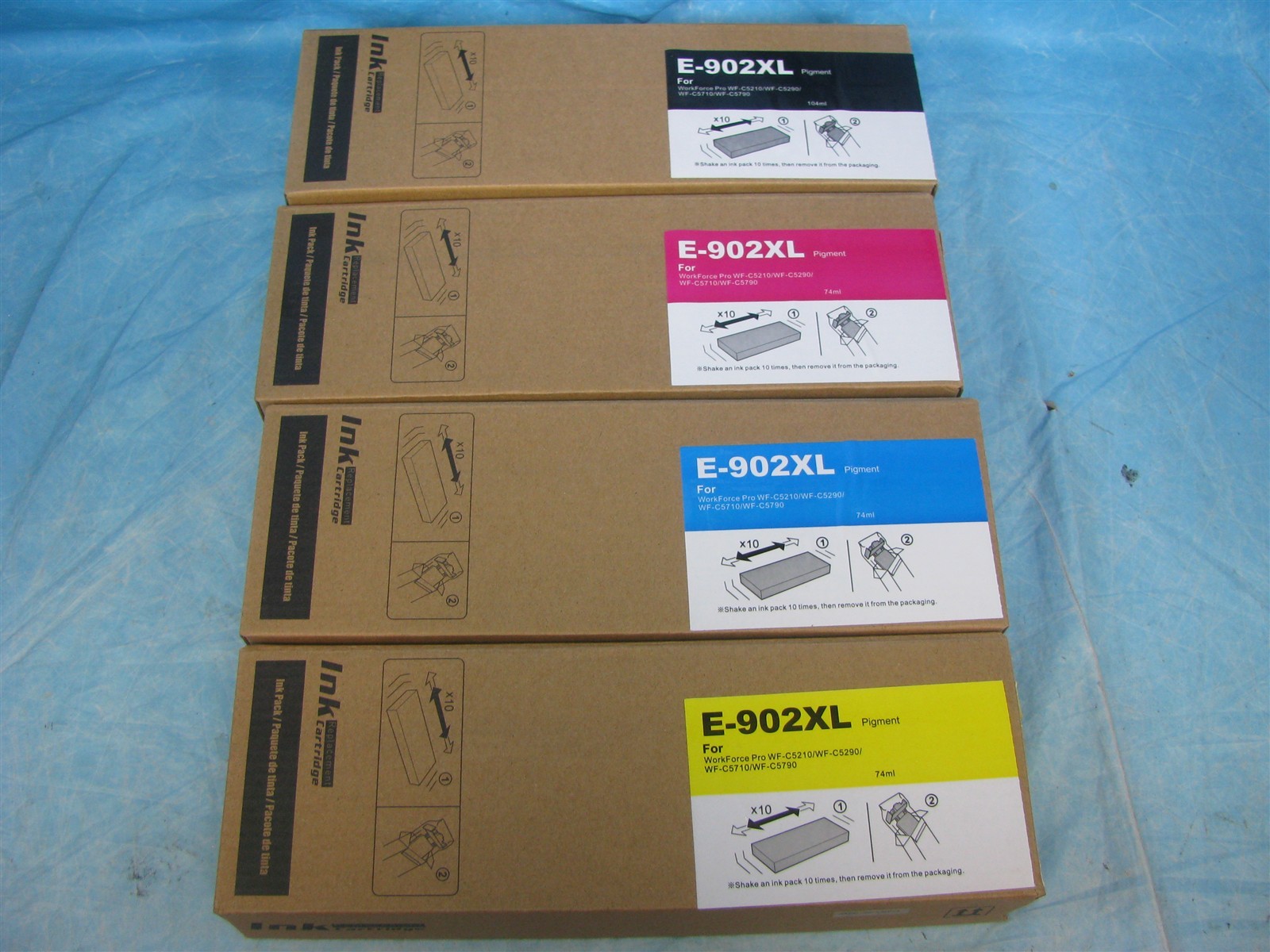 Bundle of 4 CYMK Compatible E-902XL Ink Cartridge - For WF-C5210 - NEW 