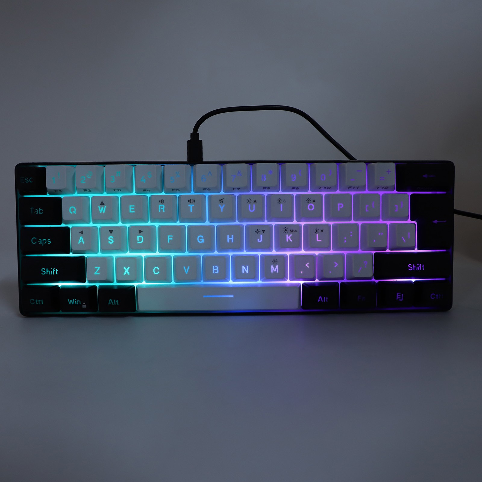 61 Key RGB Illuminated Keyboard With Mouse Multi Color LED Backlit Wired Ga KEWK