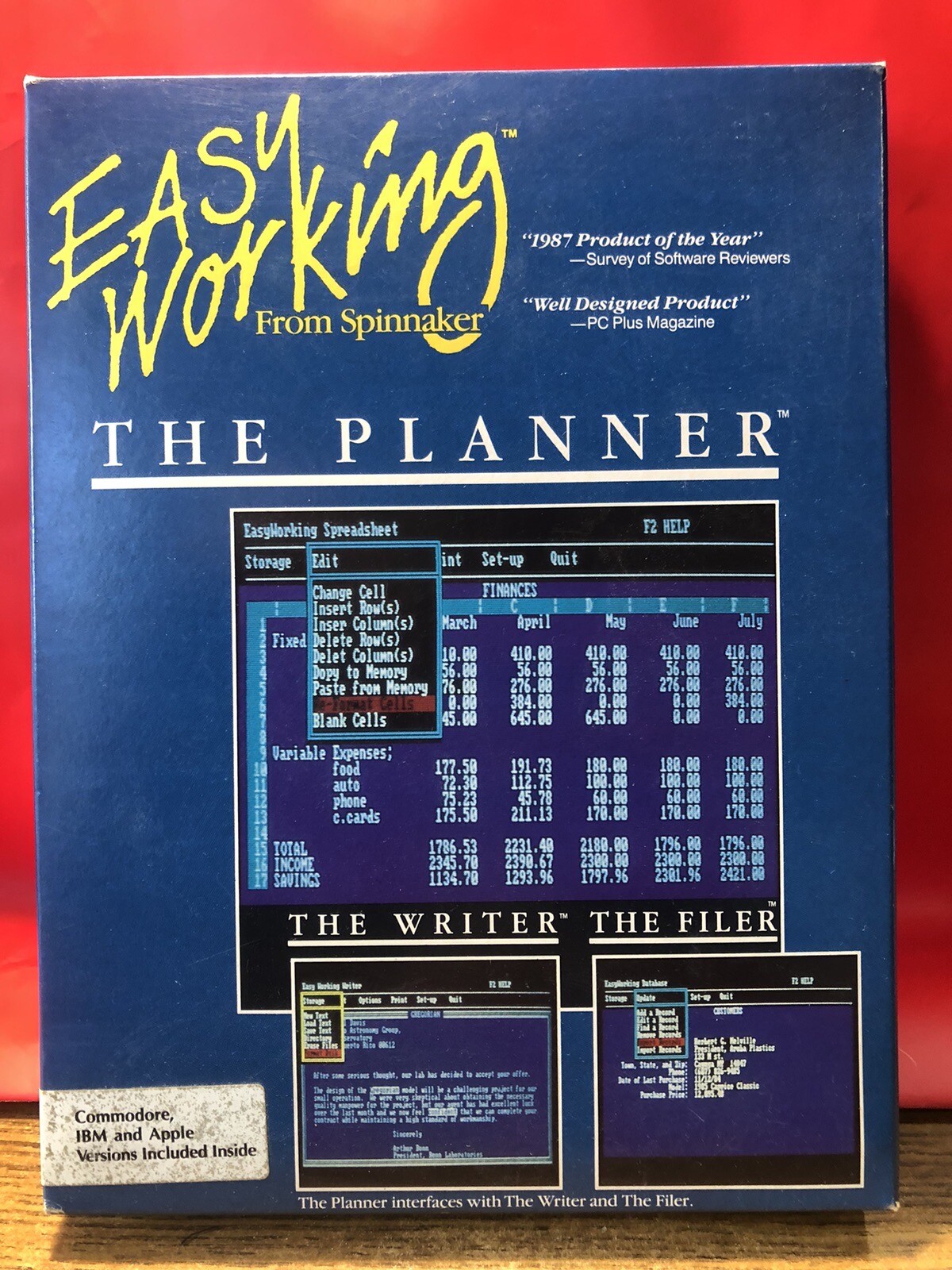 1987 Easy Working Spinnaker The Planner IBM, Apple, Commodore 64/128 Untested