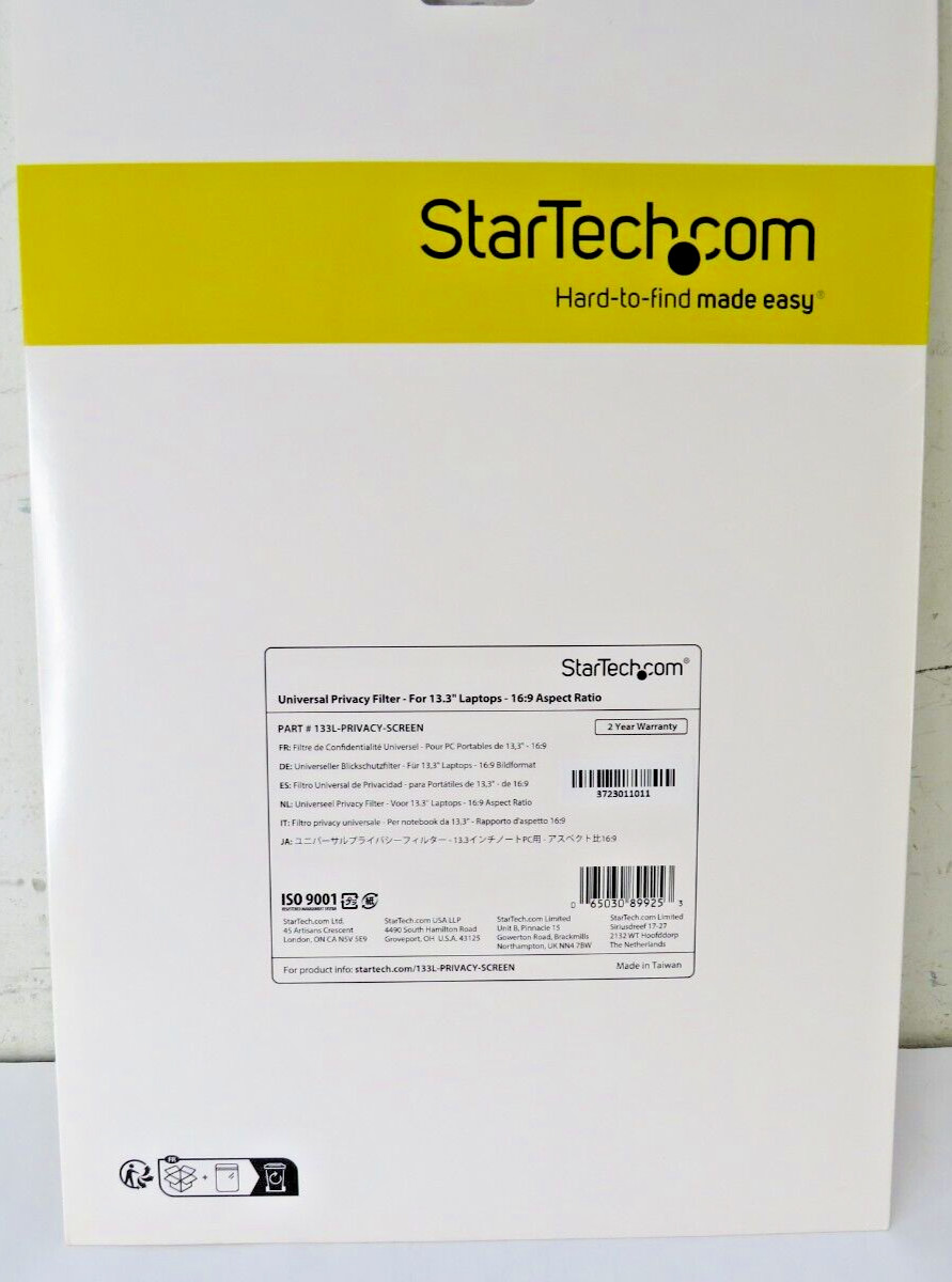StarTech 13.3" Laptop Privacy Screen For Widescreen Displays 133LPRIVACYSCREEN