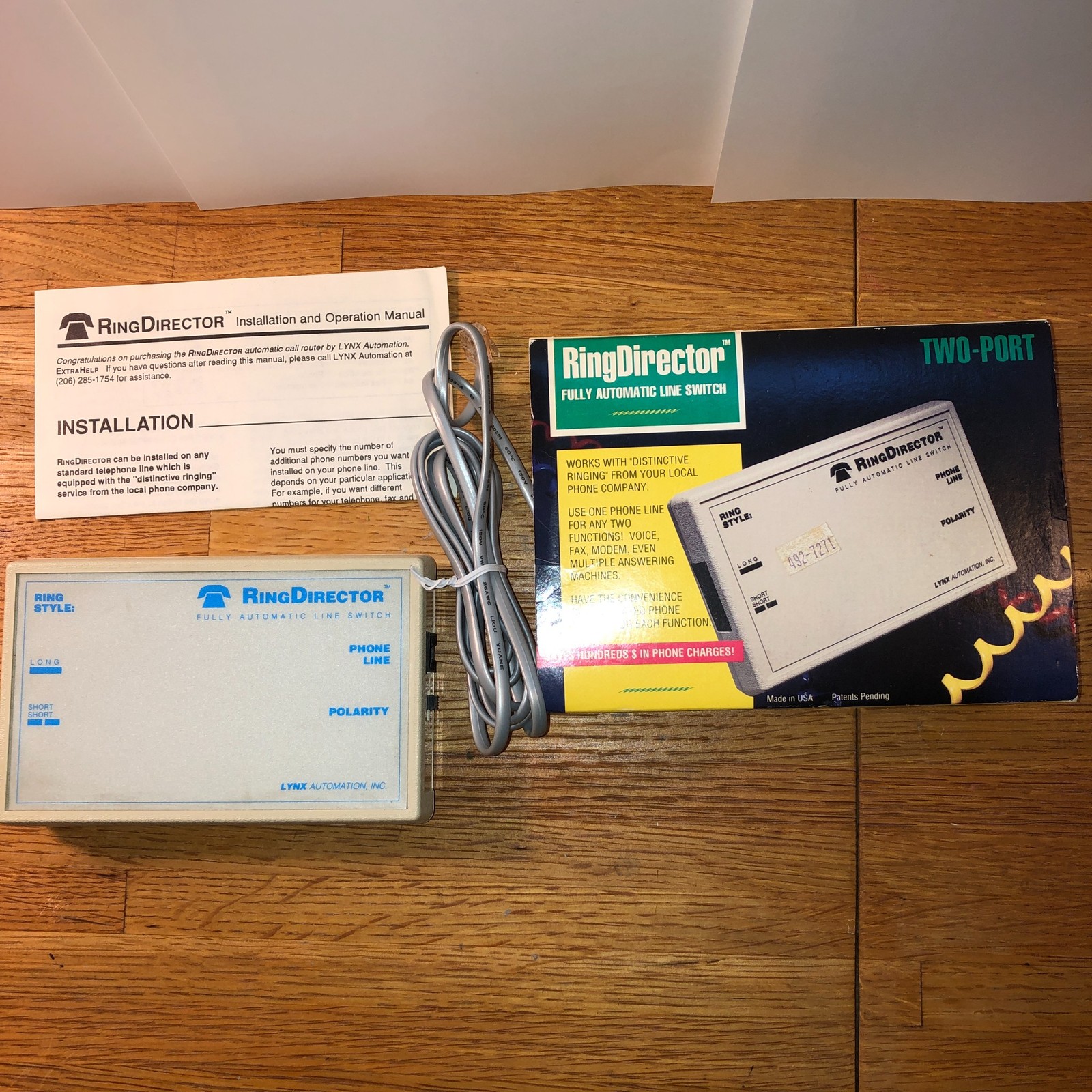 Vintage Lynx RINGDIRECTOR TWO-PORT LINE SWITCH Phone Data NOS in BOX USA
