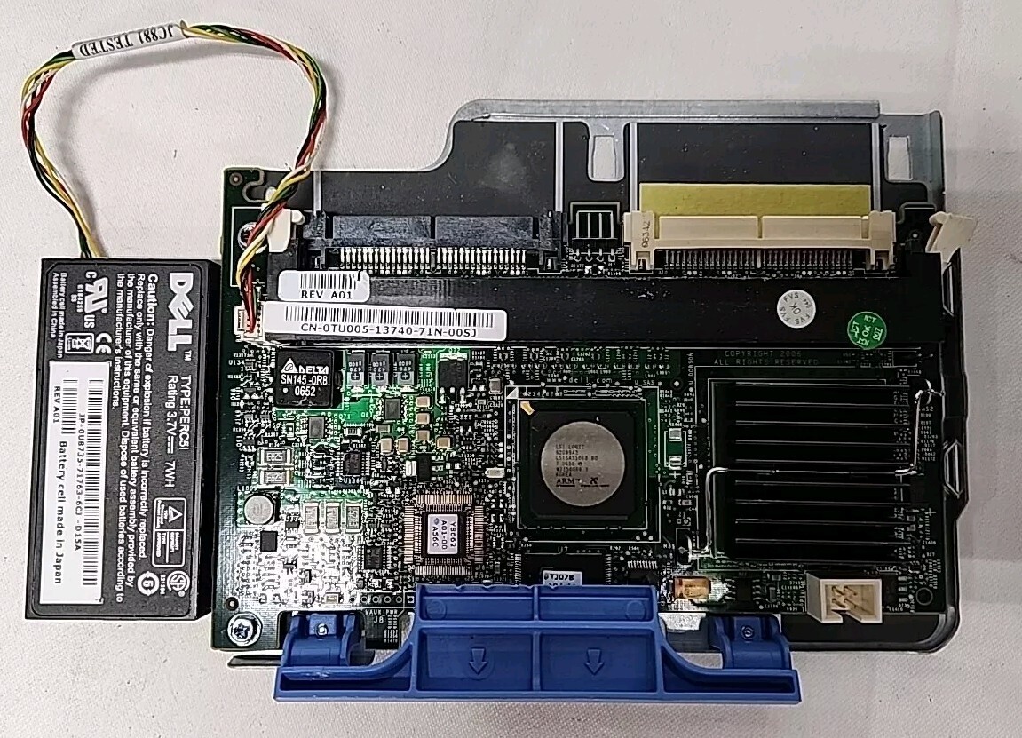Dell 0WX072 0tu005 PERC 5i SAS Raid Controller PCIe x8 Card 66-2