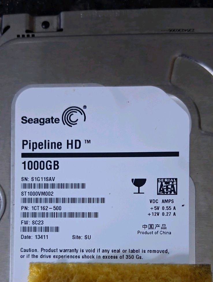 Seagate Pipeline HD ST1000VM002 1TB 3.5" SATA Internal HDD 1CT162-500