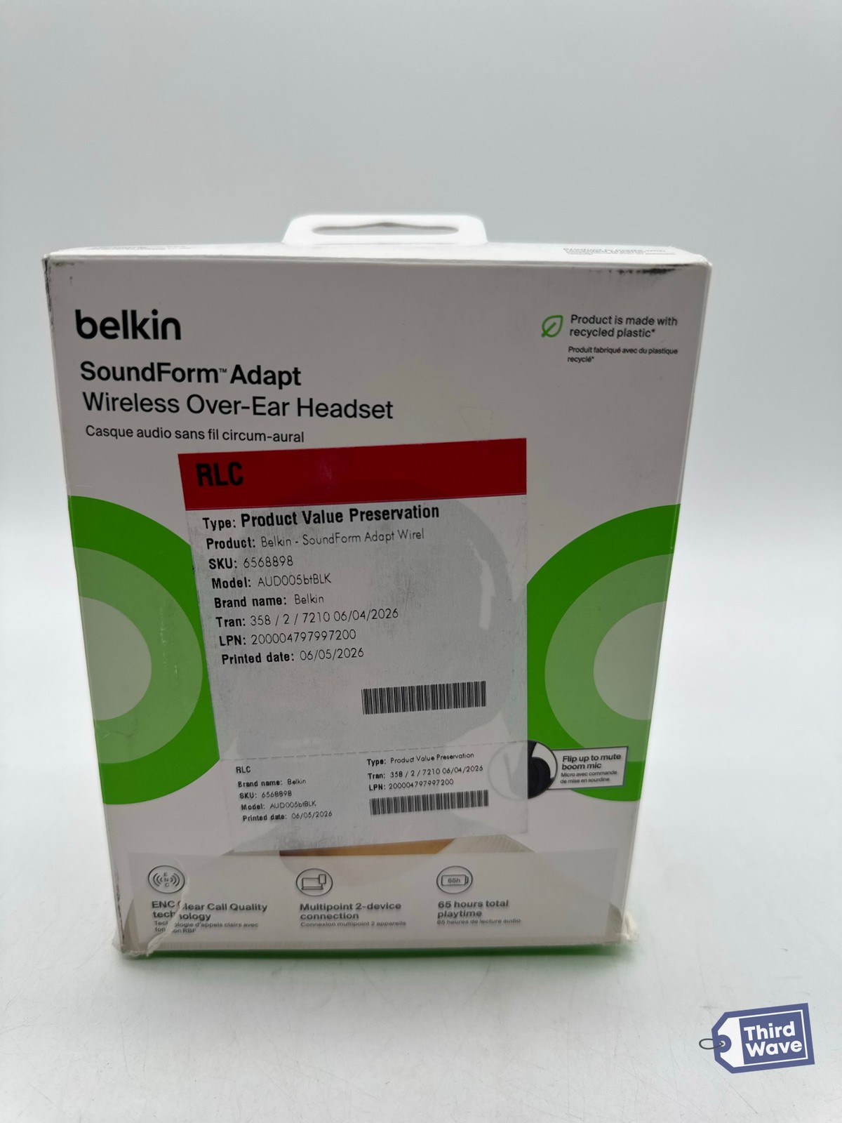 Belkin SoundForm Adapt Headphones Bluetooth Boom Mic Black