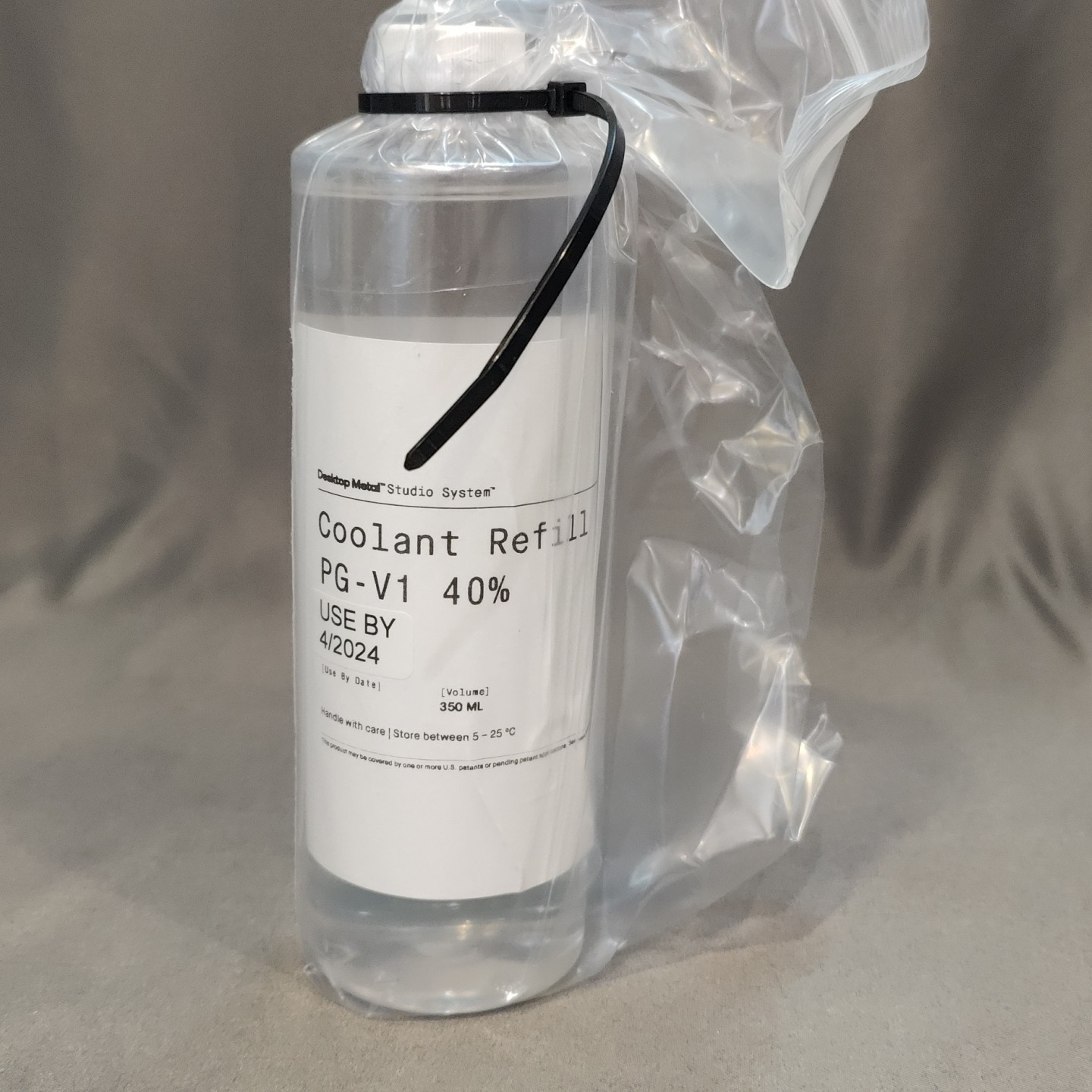 Desktop Metal Studio System Coolant Refill PG-V1 40% 350mL Use By 4/2024