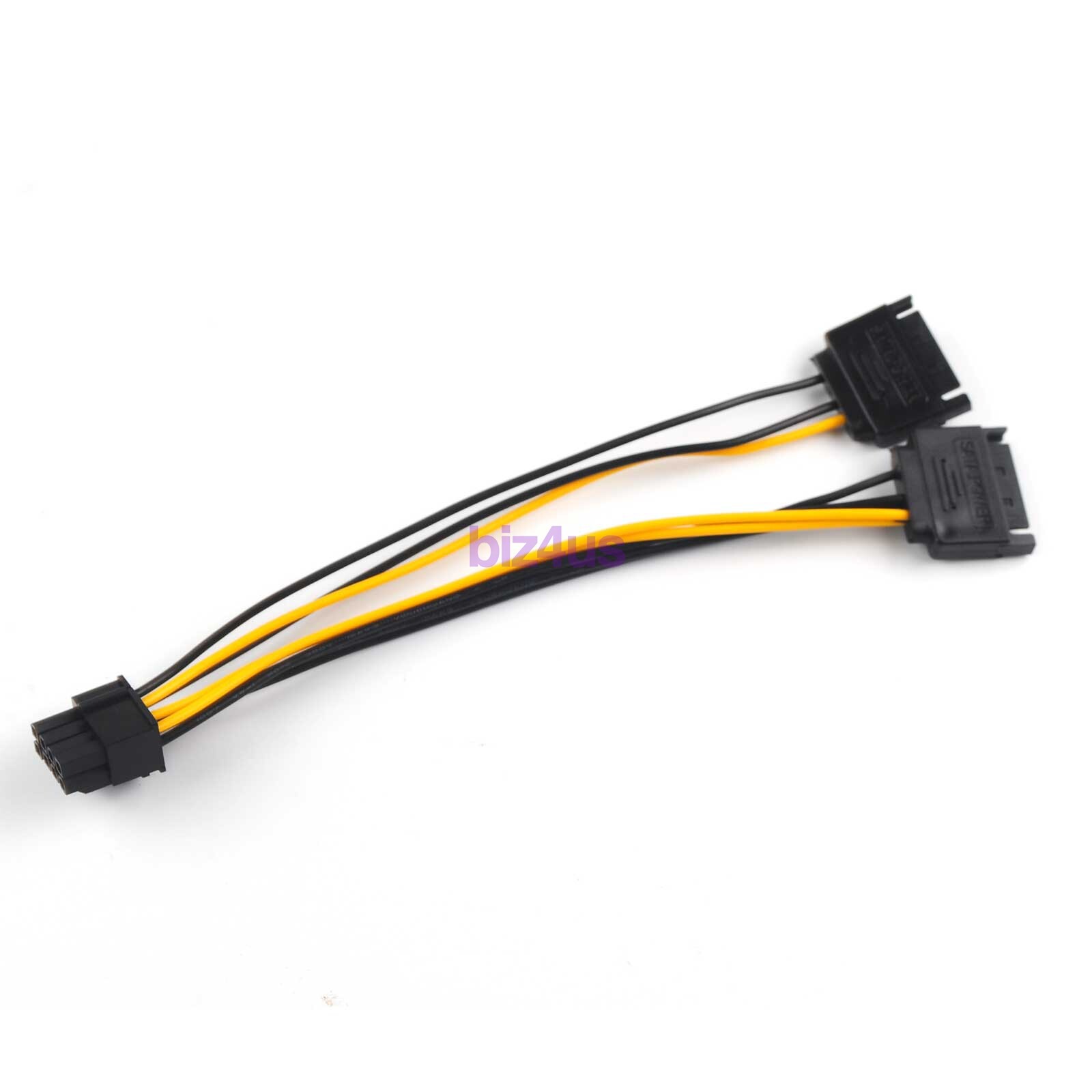 1pcs Dual 15Pin SATA Male To PCIe 8Pin (6+2) Male Video Card Power Cable