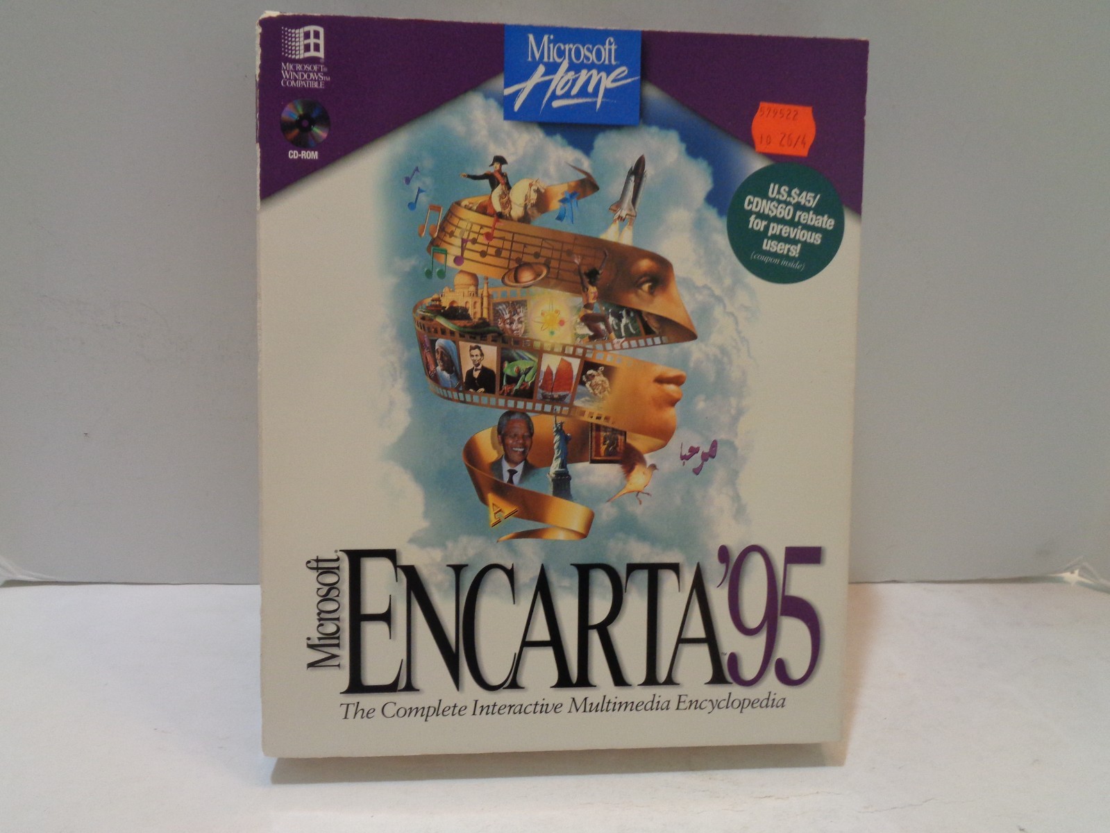 Microsoft Encarta 95 CD-ROM PC Encyclopedia.  Original Big Box Only