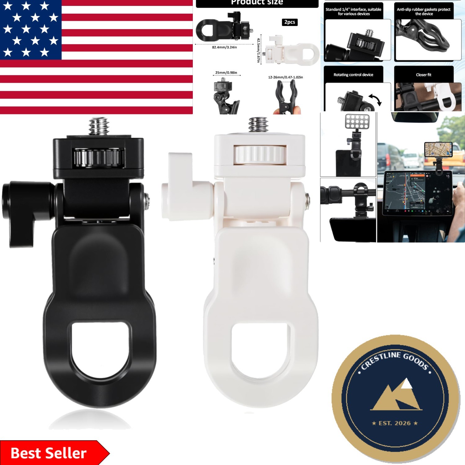 Compact 2 Pack Monitor Camera Mount - Perfect for Streaming and Content Creation