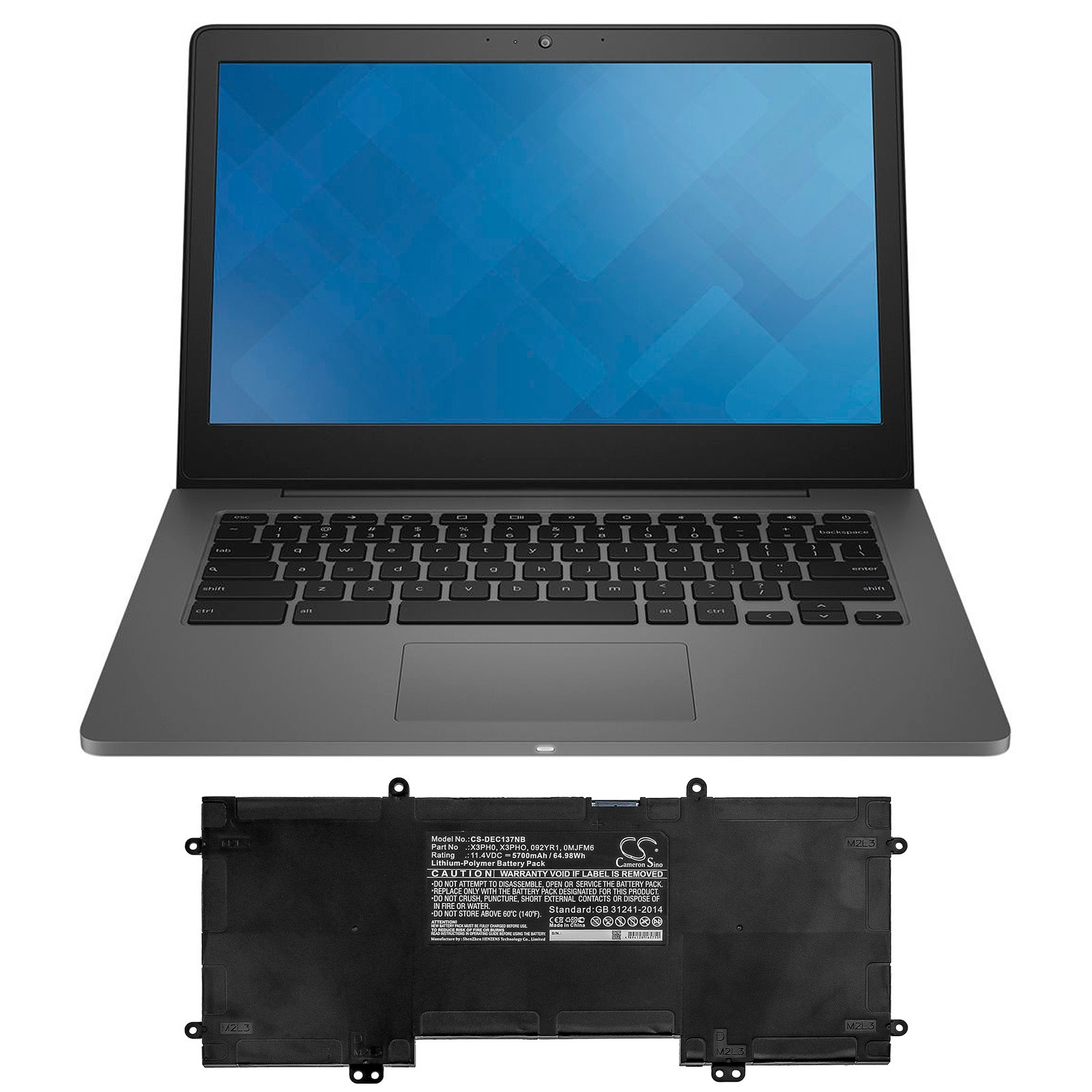 Cameron Sino BATTERIE 5700mAh 092YR1 0MJFM6 0X3PH0 for Dell Chromebook 13 7310