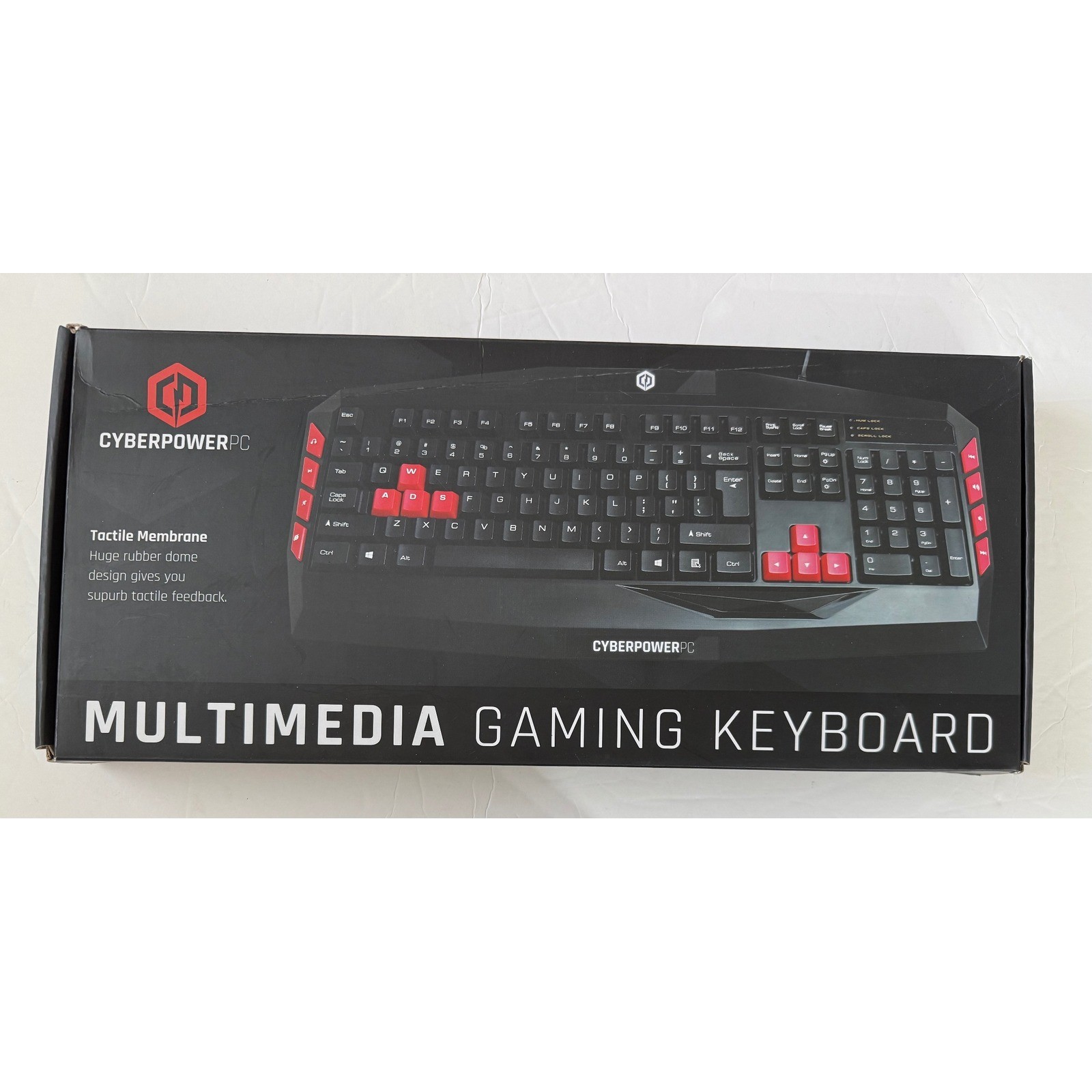 CyberPowerPC Multimedia Gaming Keyboard LED Tactile Membrane USB Black Red