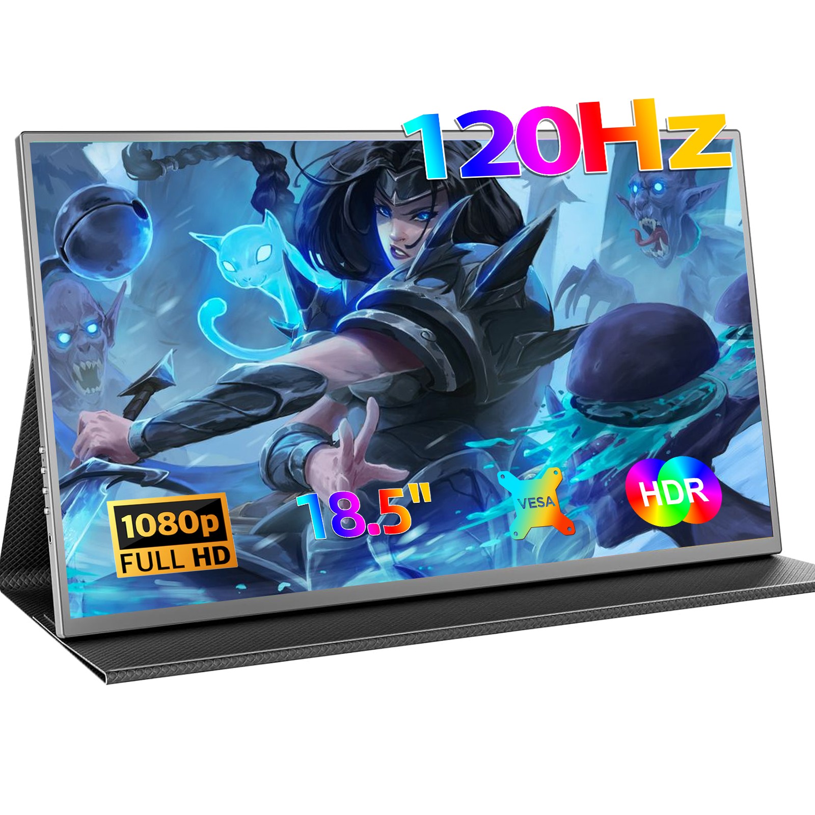 UPERFECT 18.5" 120Hz Portable Monitor 1080P FHD w/Detachable Leather Stand Case
