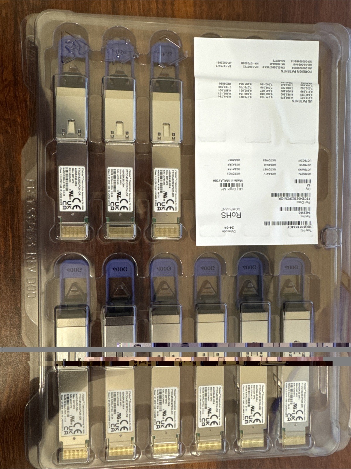 Finisar FTCD4523E2PCM 400GBASE-DR4 400G QSFP-DD Transceiver 500m - Lot of 12