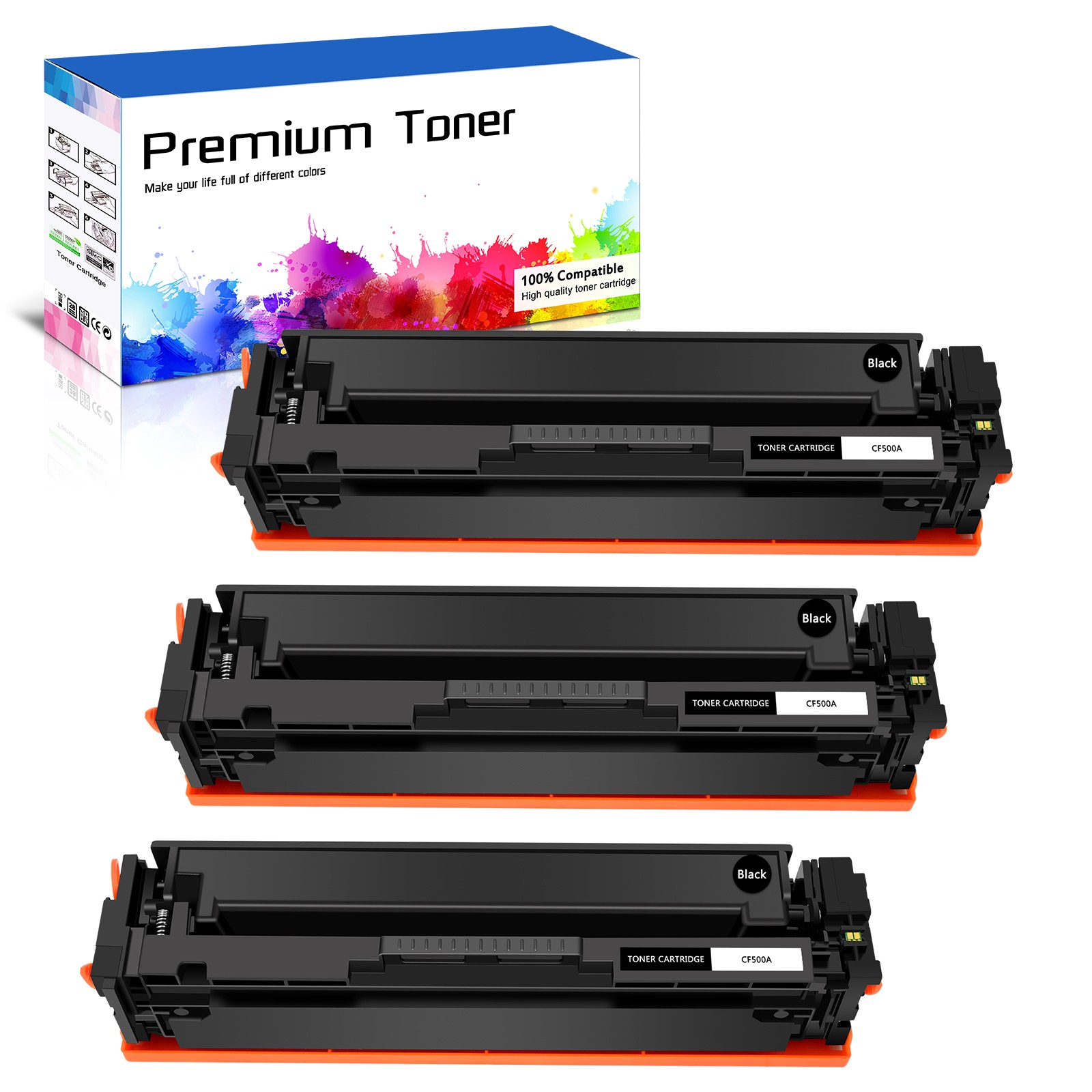 3PK Black CF500A 202A Toner for HP Color LaserJet Pro M254dw M254dn MFP M281cdw
