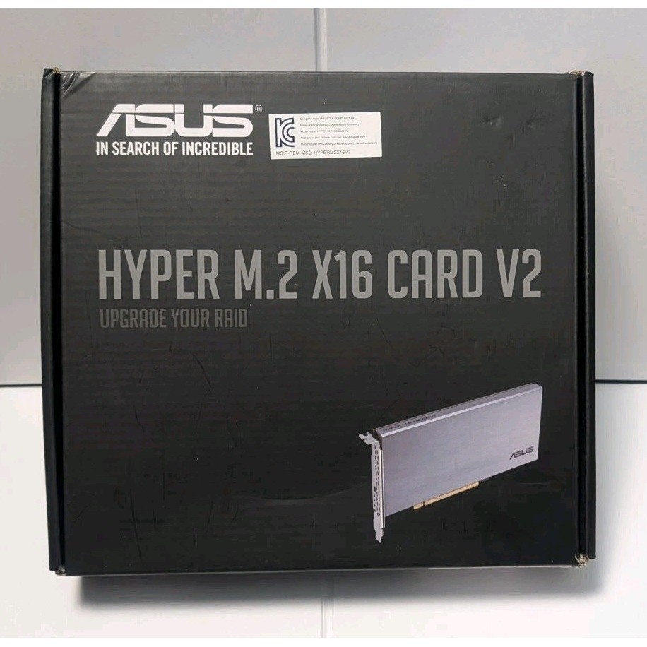 ASUS Hyper M.2 x16 Card V2 PCIe 3.0 x16 NVMe SSD RAID Adapter Card Untested