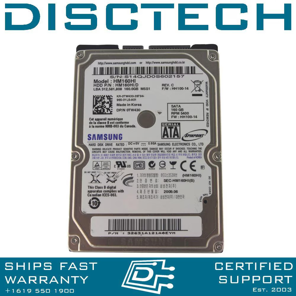 Samsung Spinpoint M5S HM160HI 160GB SATA Laptop Hard Drive