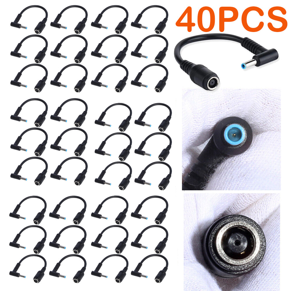 40Pcs DC Power Charger Converter Adapter Cable 7.4mm To 4.5mm For HP Blue Tips