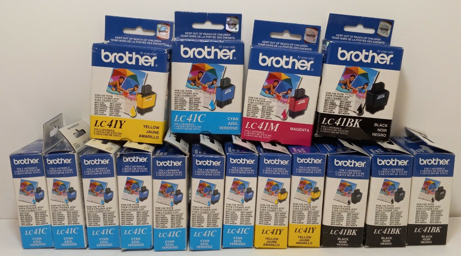 16 Genuine Brother LC41BK LC41C LC41M LC41Y Ink Cartridges Expired 2012 Sealed 