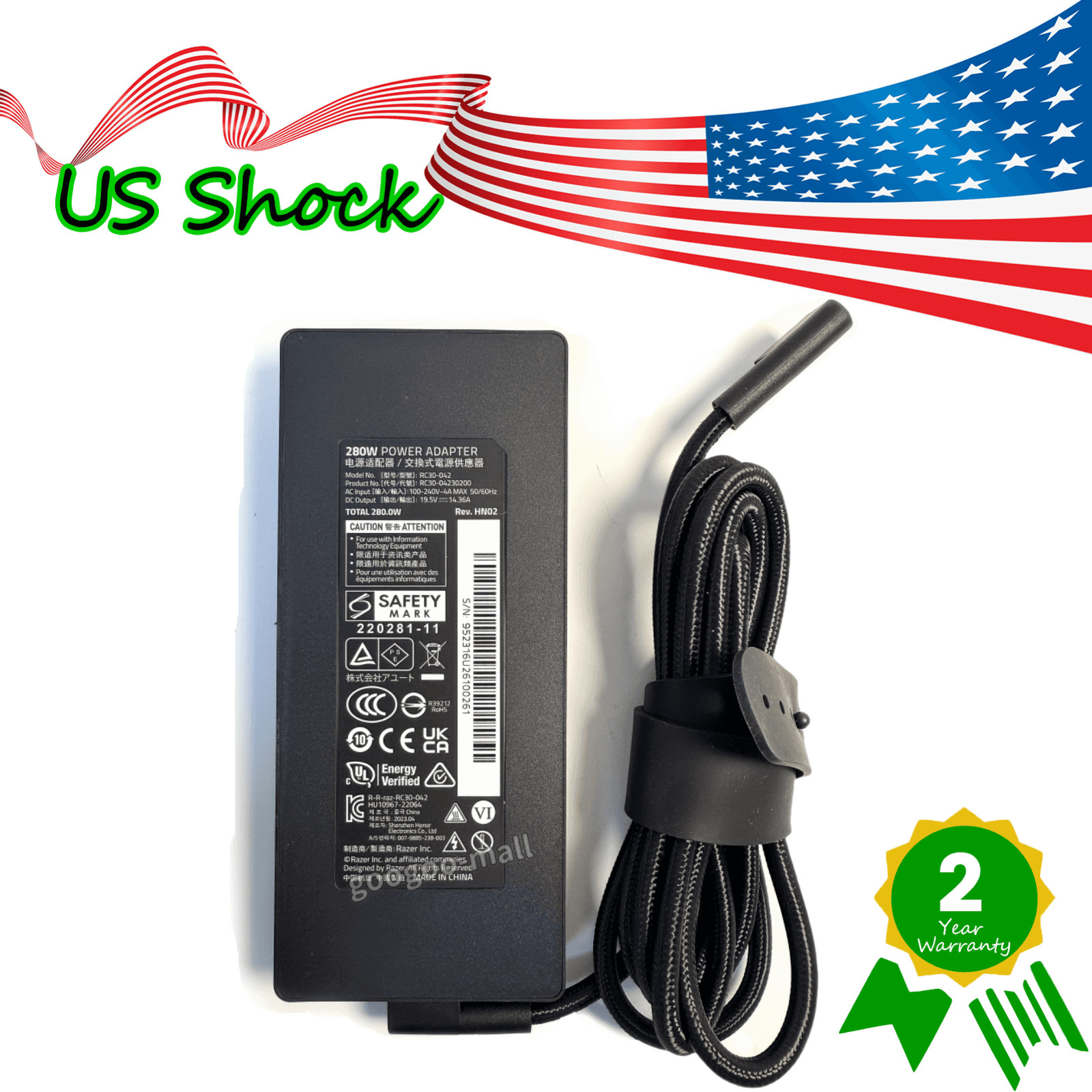 Original 280W RC30-042 Power Adapter Charger for Razer Blade GaN RC30-04230200