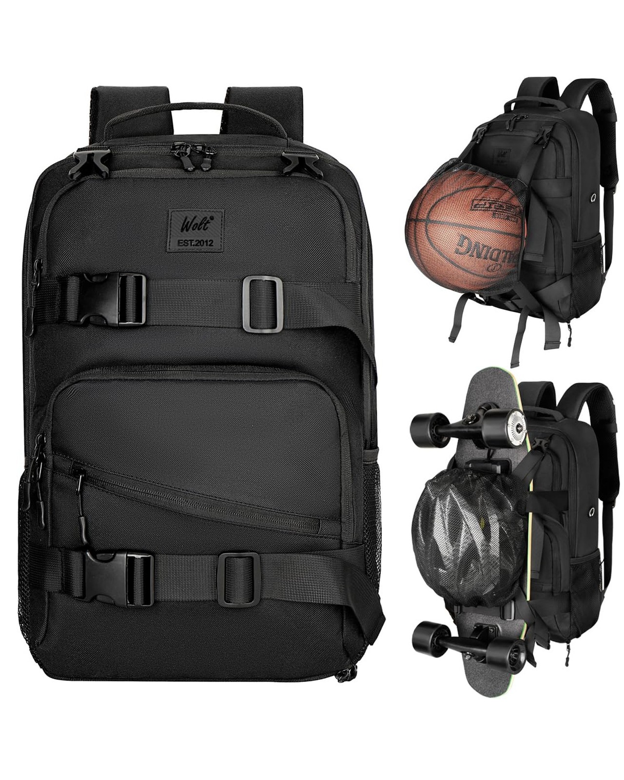 WOLT Skateboard Backpack, 15.6 Inch Laptop Backpack for Men Women, Sports Bac...