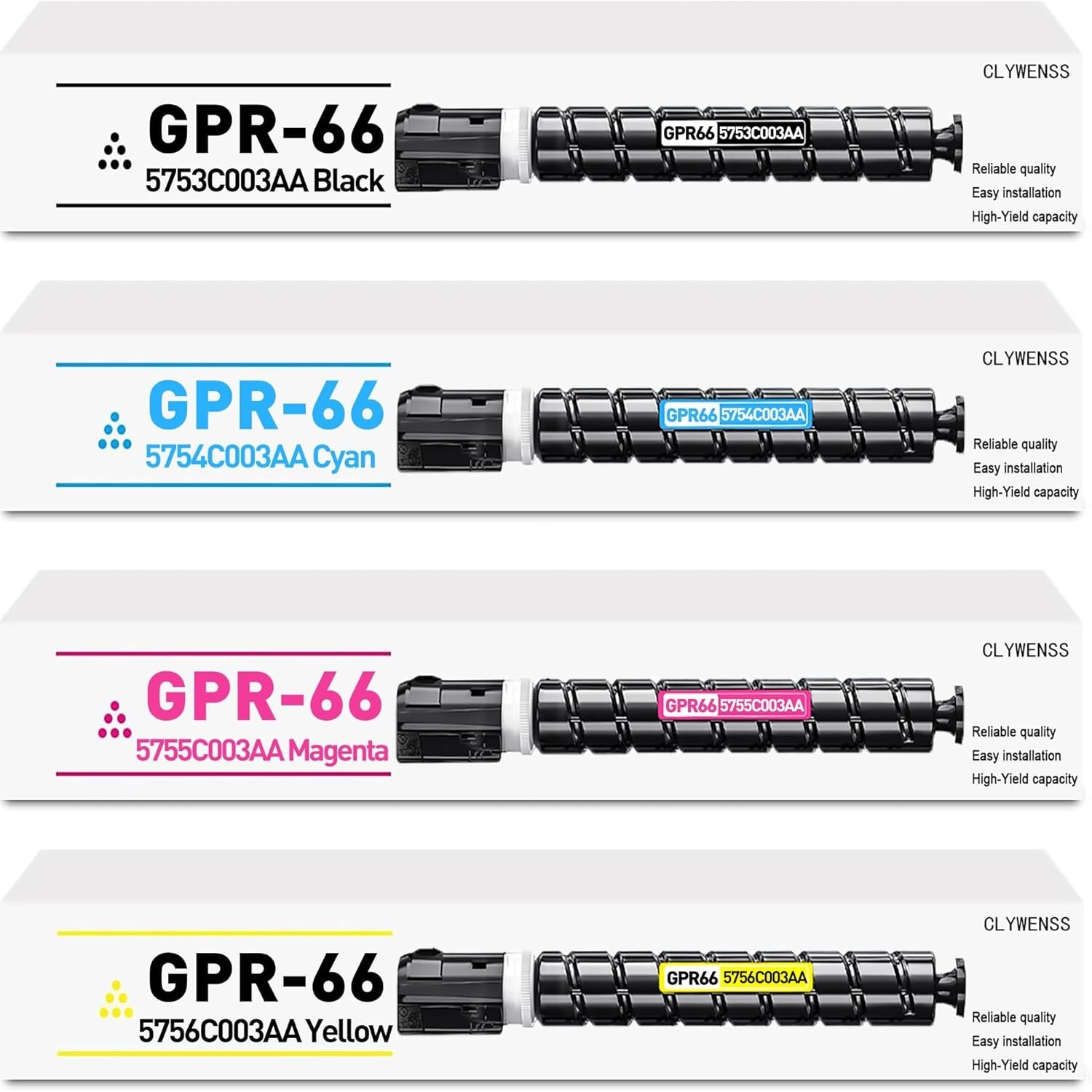GPR-66 Toner 4 Pack for Canon C3926i C3930i C3935i Black CMY