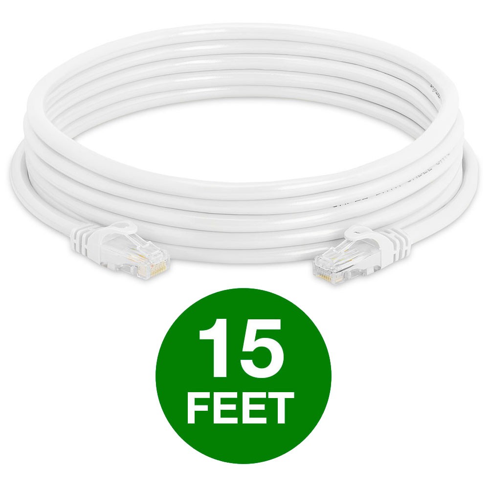 5 Pack Cat6 Ethernet Patch Cable 1.5ft-15ft - Gigabit LAN Cord for Speed White