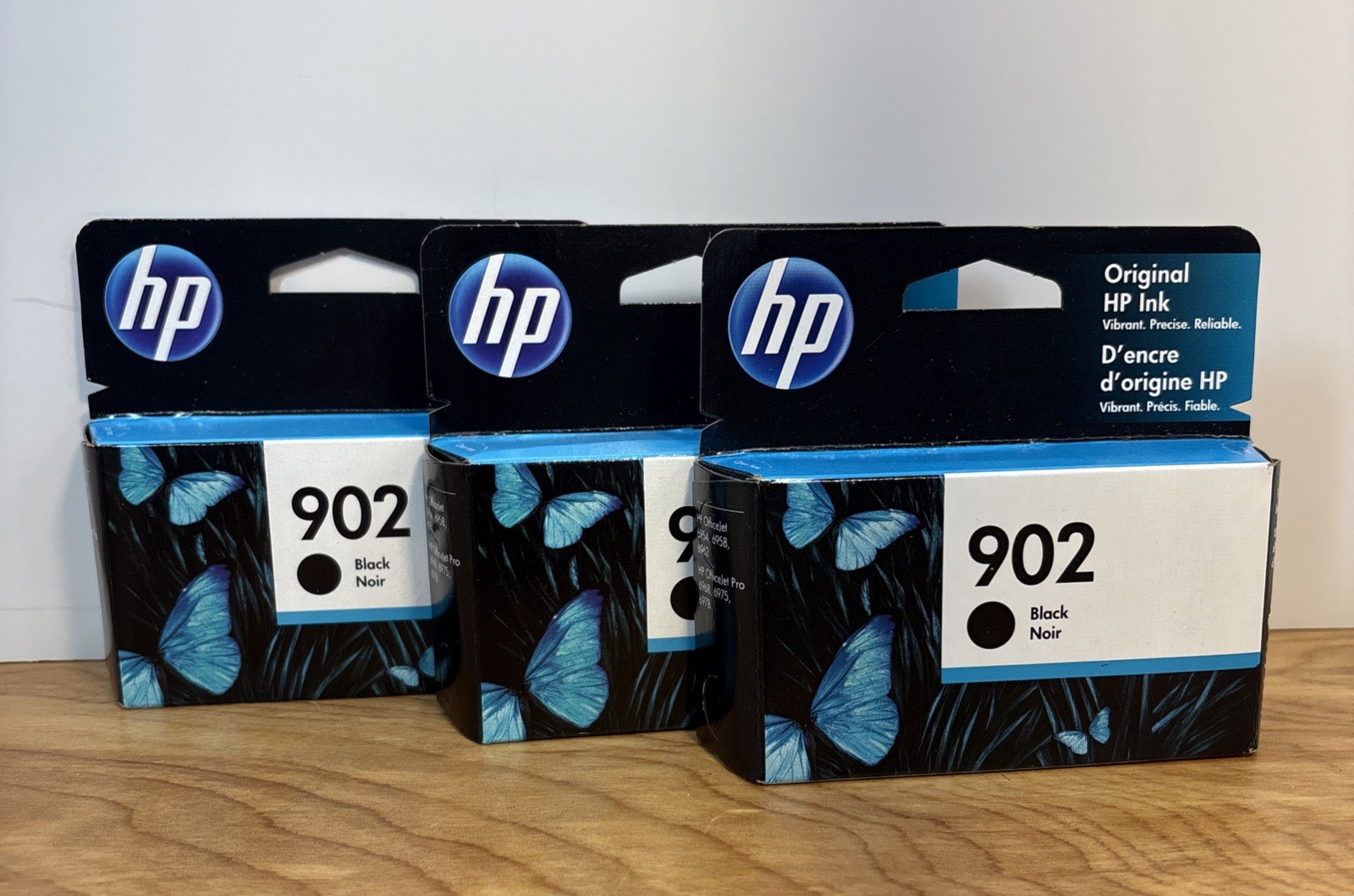Lot Of 3 Genuine HP 902 Black Ink Cartridge New Sealed Exp 6/2022