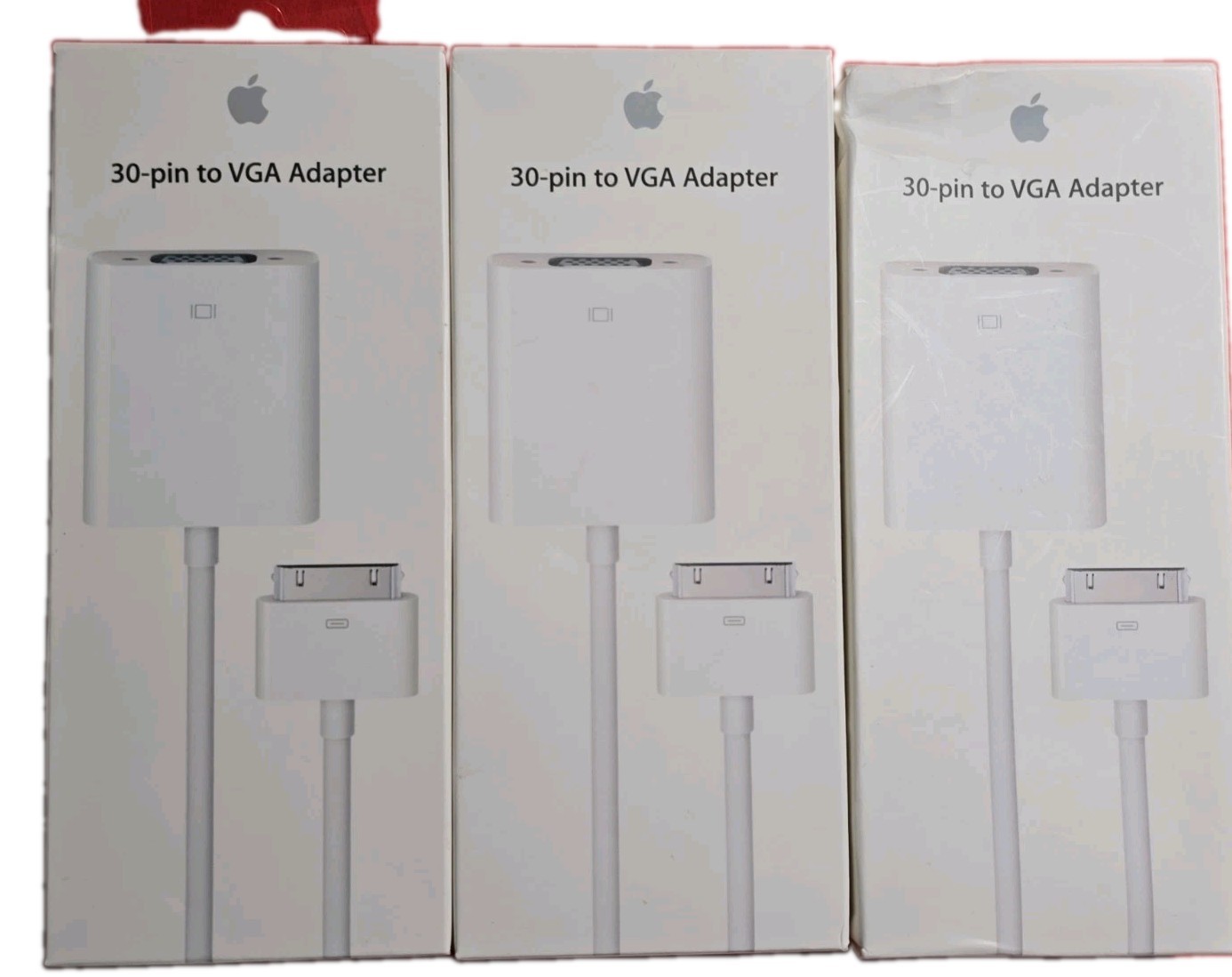 NEW 3X Genuine Apple 30 pin to VGA Adapter MC552ZM/B in Original SEALED