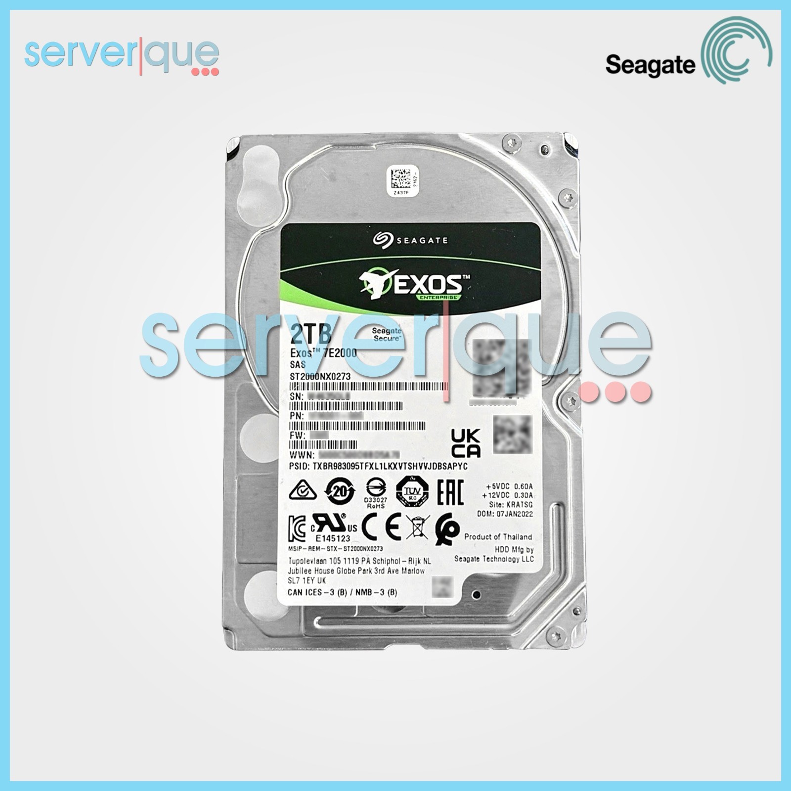 ST2000NX0273 Seagate Exos 7E2000 2TB 2.5" SAS 12Gbps 7200RPM Hard Drive
