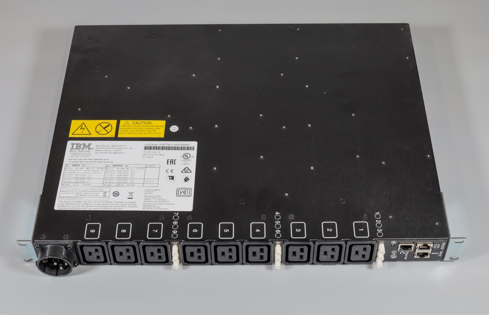 IBM Power Distribution Unit 01AF738 01KL115 1U Switched PDU 9 C19 3 C13 3-Phase