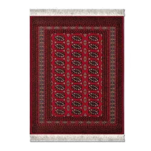 FiberLok Mouse Rug Turkoman Bokhara Ivory Blossoms Inspired 7"x10.25" USA Made