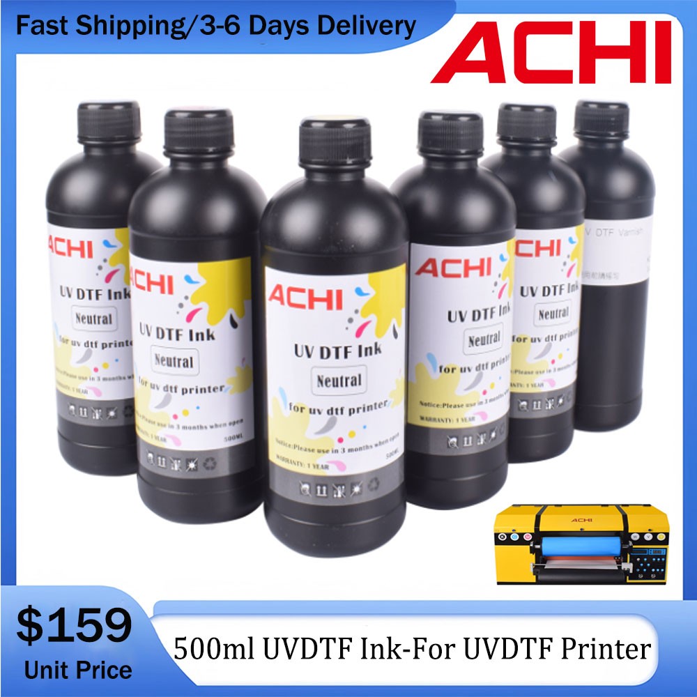 ACHI 500ml UVDTF Ink+Varnish For Epson XP600 XP800 A3 UV DTF Sticker Printer