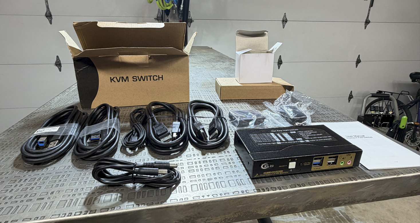 CKLau 2 Port USB 3.0 Dual Monitor KVM Switch Displayport 1.4 8K@30Hz 4K@144Hz