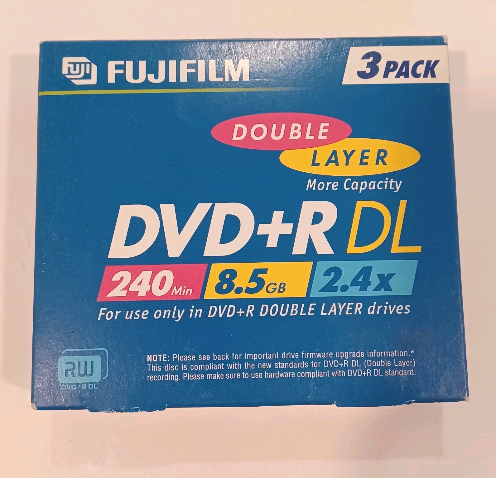 Fuji Film 3 Pack Double Layer DVD+R DL 8.5GB 240 Min New In Box