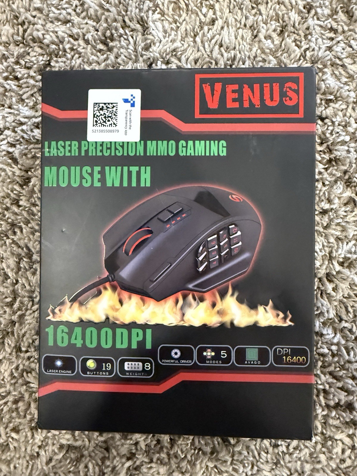 UtechSmart Venus High Precision Laser Gaming Mouse - Black
