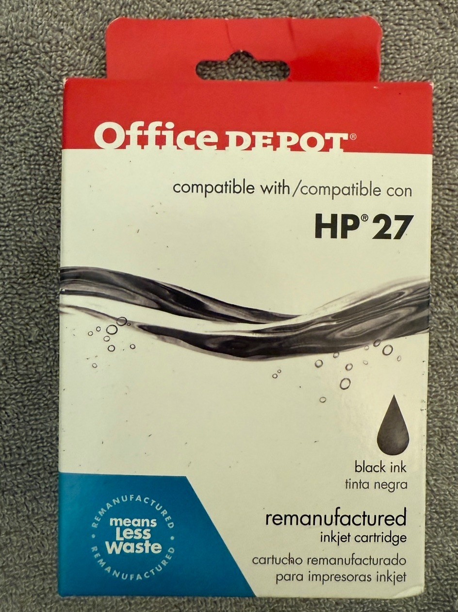 Office Depot HP 27 Black and HP 28 Color Ink Cartridge Combo Pack, New Boxed