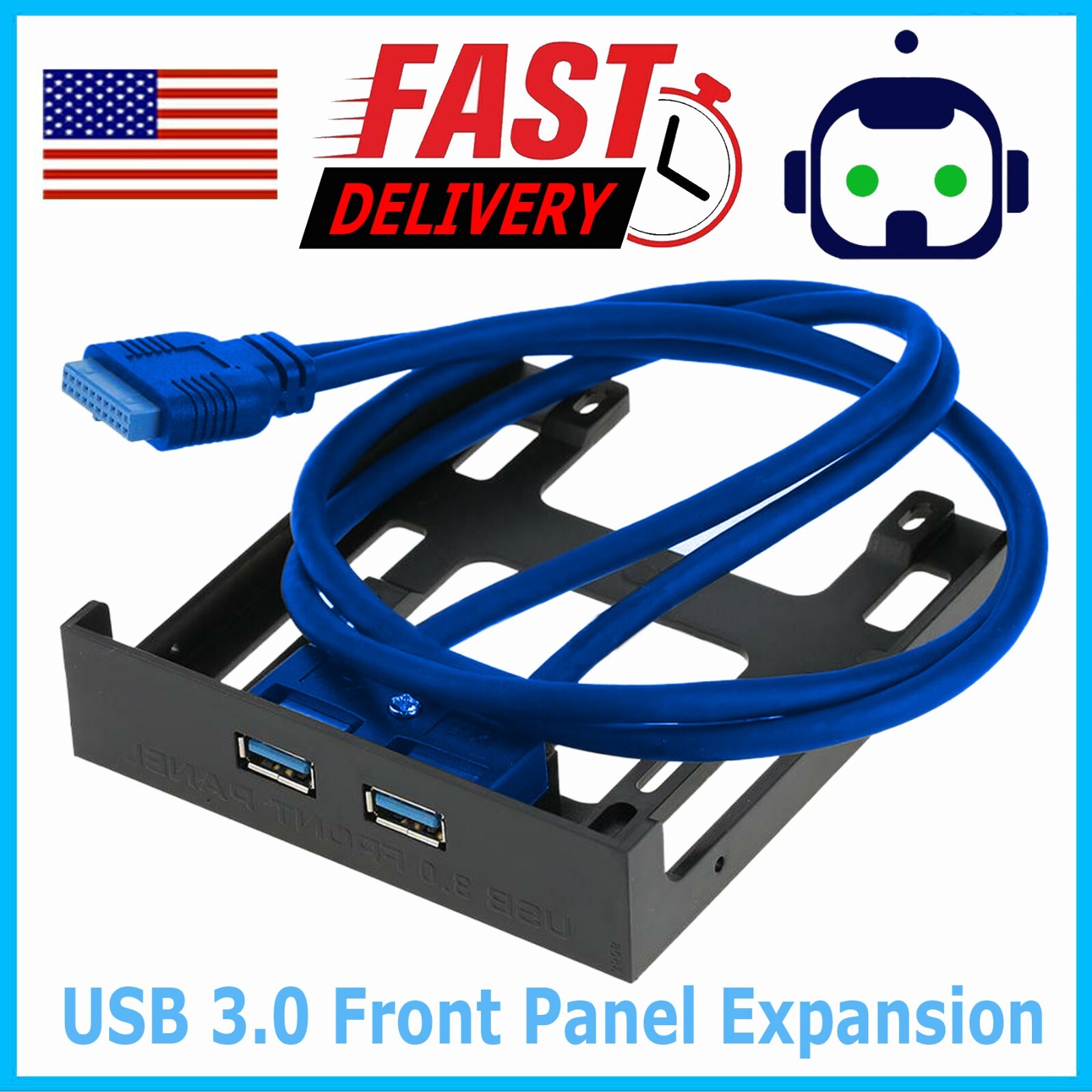 USB 3.0 Front Panel 3.5" Expansion Bay to 20-Pin MoBo Bracket Cable (2-Port)