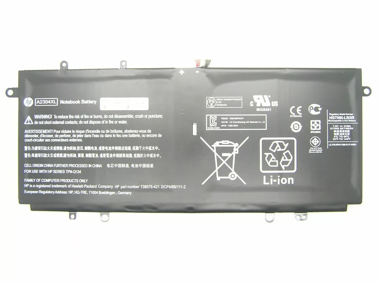 Genuine HP Chromebook 14-Q Battery 7.5V 51WH Battery A2304XL 738392-005 D32
