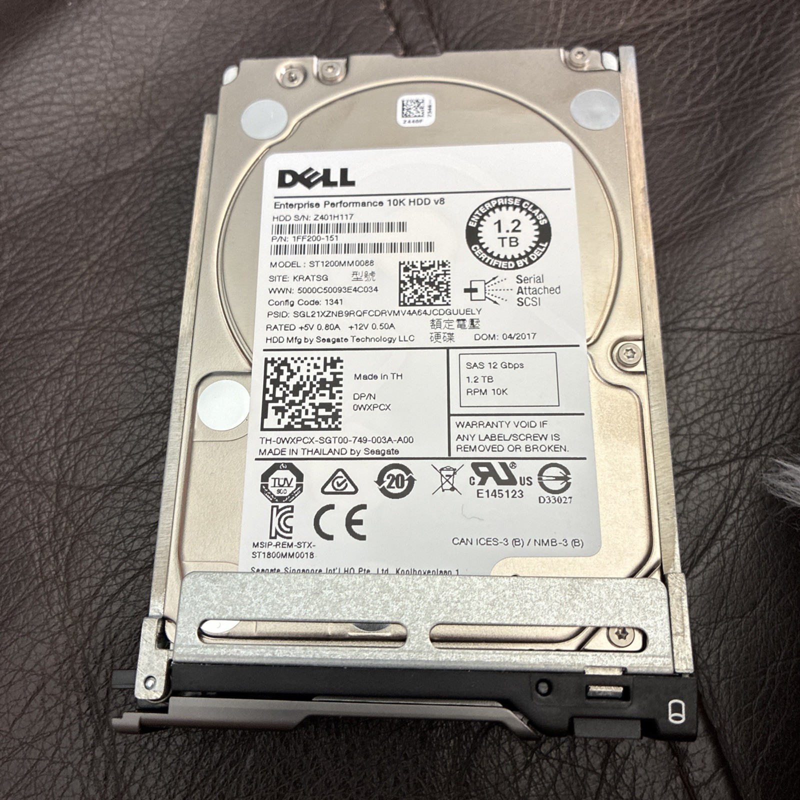 DELL Enterprise Performance 10k HDD v8 Drive 1.2tb SAS 12 Gbps RPM 10k w/Tray